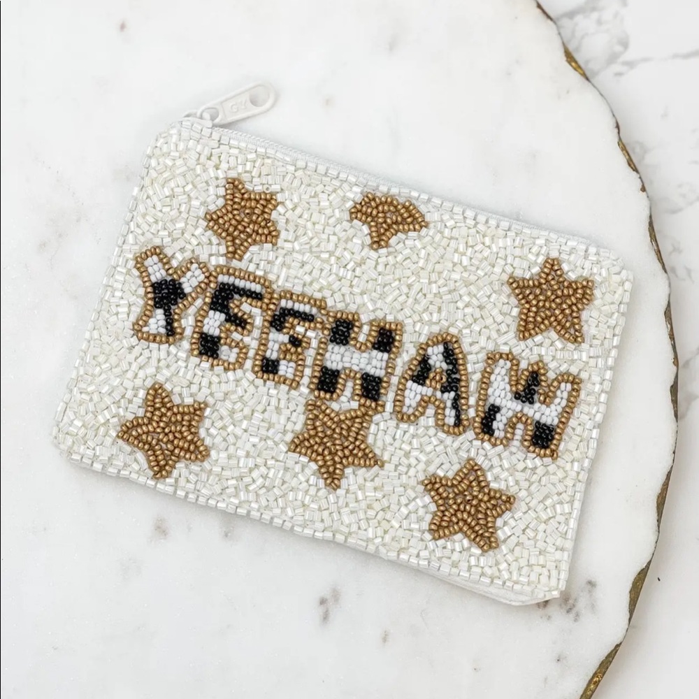 Seed bead coin purse- Yeehaw
